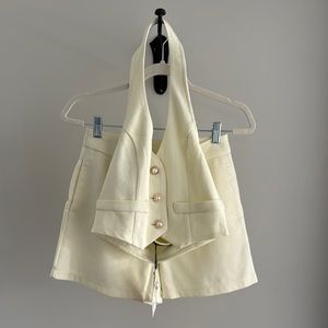 Cider Cream Halter Vest and Shorts Set